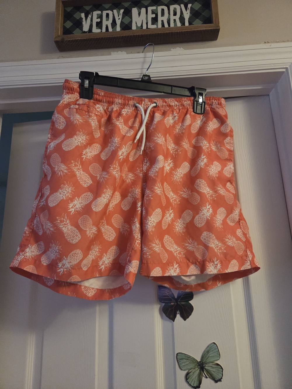Trunks mens orange pineapple swim trunks with tie netting & pockets no tag